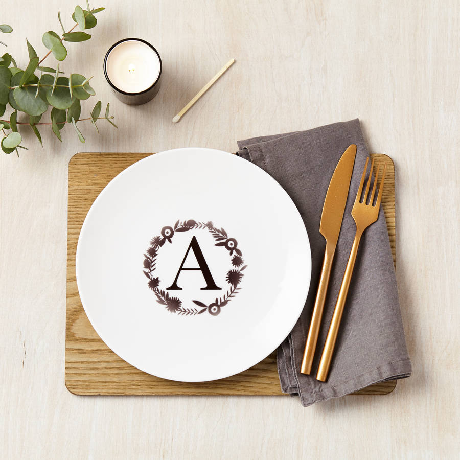 Personalised Floral Alphabet Ceramic Dinner Plate By Tillie Mint Loves