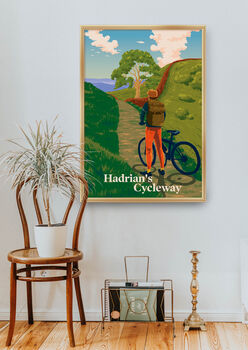 Hadrian's Cycleway Cycling Travel Poster Art Print, 5 of 8