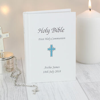 Personalised Blue Cross Holy Bible Gift, 2 of 3