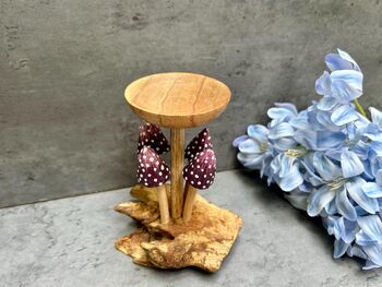 Purple Mushroom Candle Holder Teak Root Toadstool Gift, 4 of 9