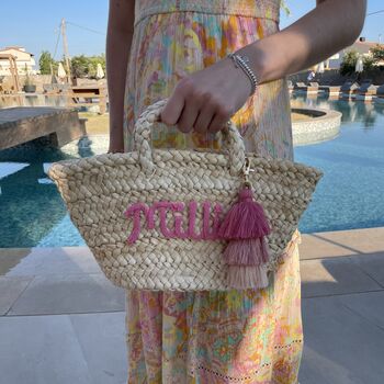 Personalised Mini Straw Basket Bags, 3 of 8