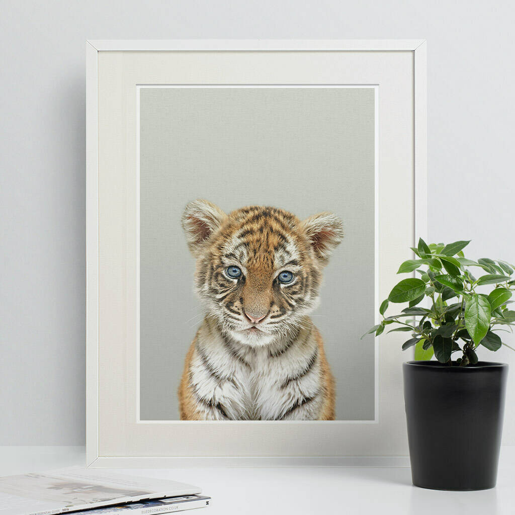 baby's room peekaboo tiger cub animal print by strawberry ...