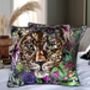Totem Leopard And Tropical Flowers Luxury Velvet Cushion, thumbnail 1 of 6