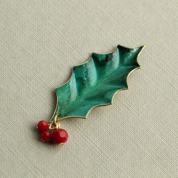 Holly Berry Leaf Brooch, 3 of 6