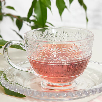 Livorno Embossed Glass Footed Mug, 2 of 6