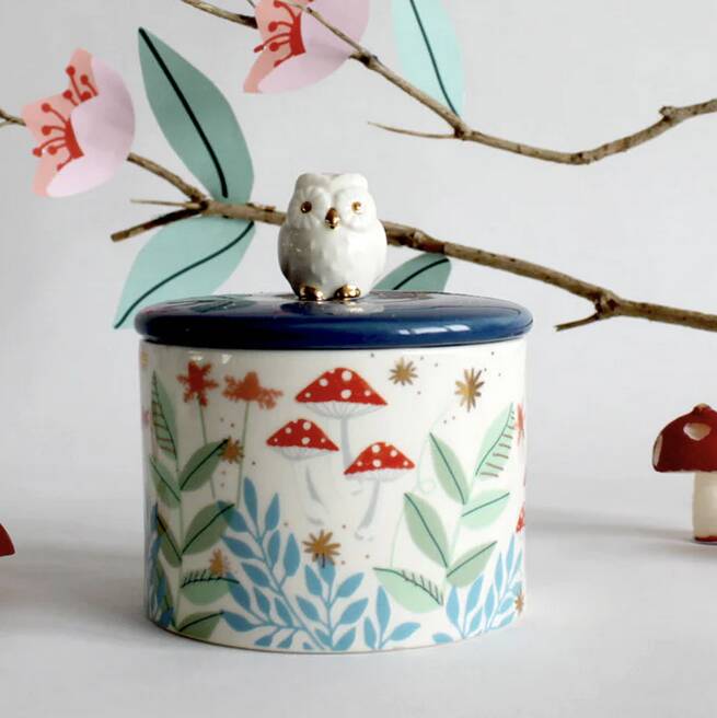 Porcelain Secret Garden Owl Jar, 1 of 4