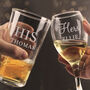 Personalised His And Her Pint And Wine Glass Set, thumbnail 1 of 3