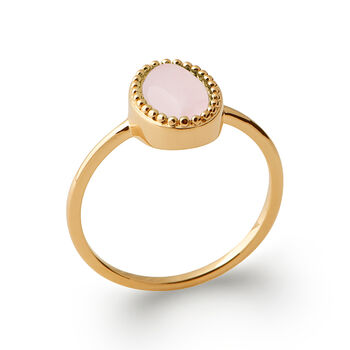18ct Gold Plated Pink Rose Quartz Gemstone Ring, 4 of 6