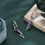 Sterling Silver Enamel Lavender Huggie Hoop Earrings, thumbnail 1 of 10