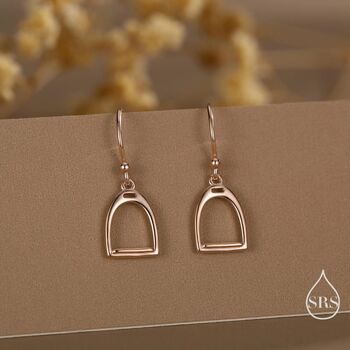 Sterling Silver Equestrian Stirrup Drop Earrings, 2 of 11