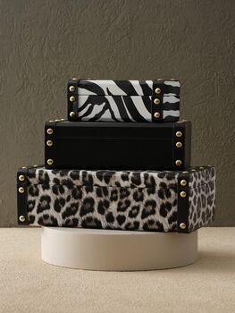 Handmade Neutral Leather Box Set With Gold Rivet Detail, 3 of 6