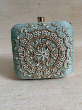 Green Mandala Design Square Clutch, 6 of 12
