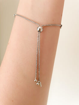 Sterling Silver Heart Link Slider Bracelet, 4 of 5