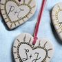 Personalised Couples Initials Ceramic Hanging Heart Valentines Gift, thumbnail 2 of 12