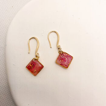 Diamond Shape Pink Dainty Drop Earrings, 5 of 9