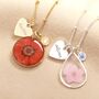 Personalised Pressed Birth Flower And Heart Charm Necklace, thumbnail 1 of 5