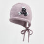 Forget Me Not Knitted Lilac Bonnet, thumbnail 1 of 4