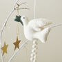 Fair Trade Felt Dove Eco Hanging Christmas Tree Decor, thumbnail 1 of 7
