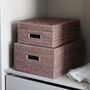 Marbury Taupe Rectangular Lidded Rattan Storage Basket, thumbnail 1 of 4