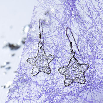 Dreamcatcher Sterling Silver Star Drop Earrings, 2 of 8