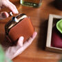 Copper Hip Flask Personalised Italian Leather Sleeve, thumbnail 9 of 10