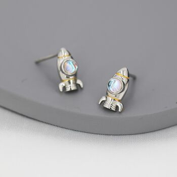 Sterling Silver Rocket Stud Earrings, 3 of 10
