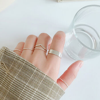 Sterling Silver Pointed Band Adjustable Ring, 2 of 4