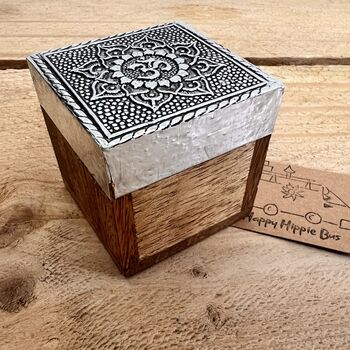 Small Trinket Boxes Set Of Two Silver Boho Box, 8 of 8