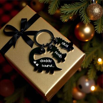 Personalised Dinosaur Keychain, Stainless Steel Silver Keyring, 2 of 10