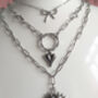 Womens Paperclip Chain Heart Bow Charm Necklace Set, thumbnail 5 of 6