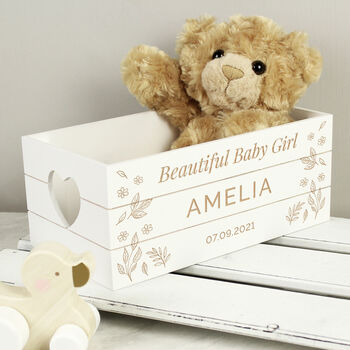 Personalised Text White Wooden Crate Organiser, 4 of 6