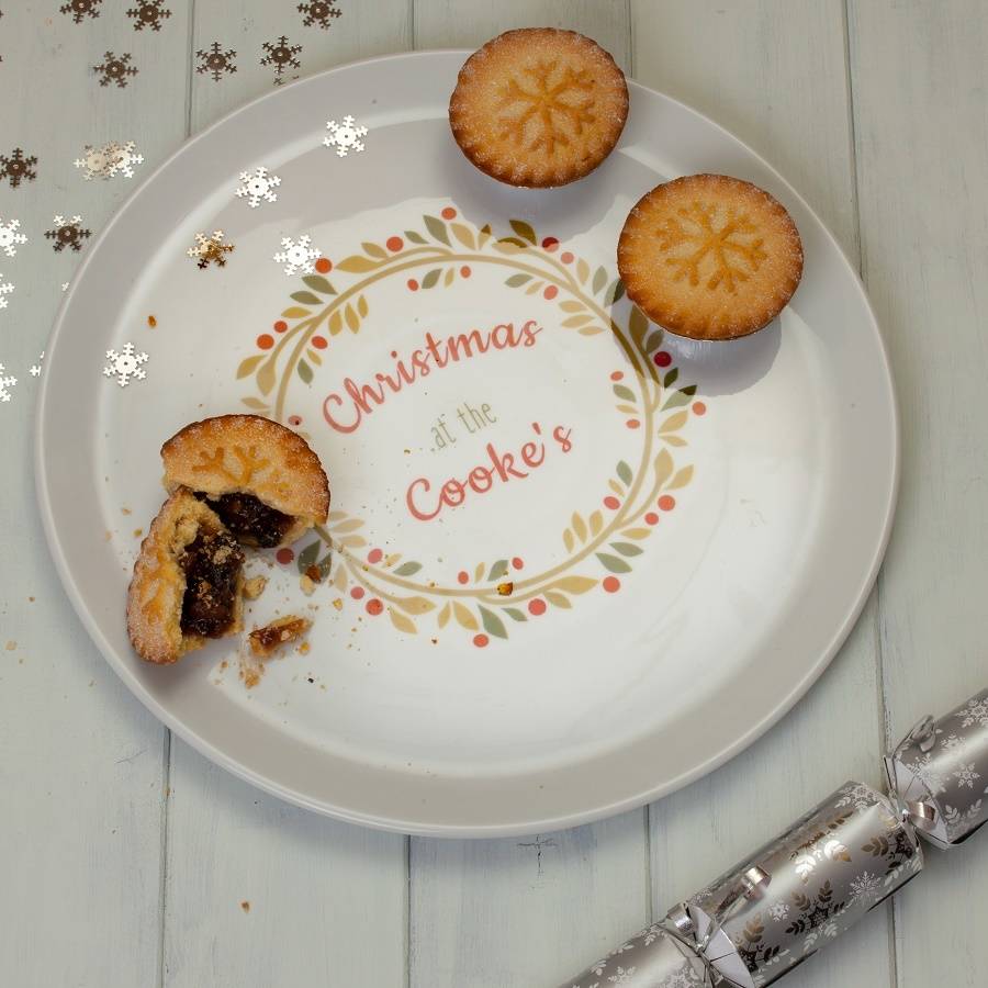 Personalised Christmas Wreath Large Serving Plate By British and