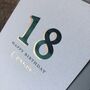 Personalised Watercolour Number Age Birthday Card, thumbnail 2 of 6