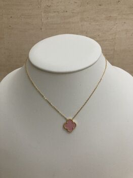Double Sided Pink Clover Necklace, 4 of 5