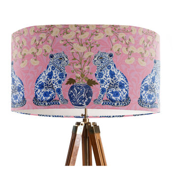 Chinoiserie Leopard Twins On Pink Lampshade, 5 of 5