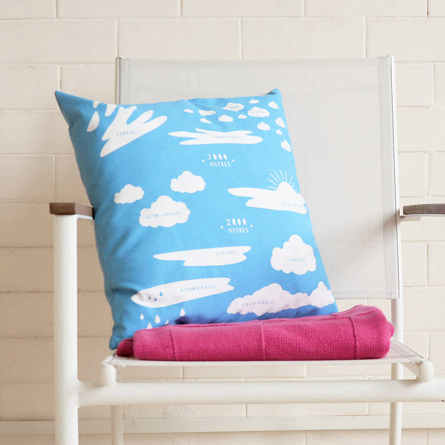 sky blue cloud types cushion cover by newton and the apple ...