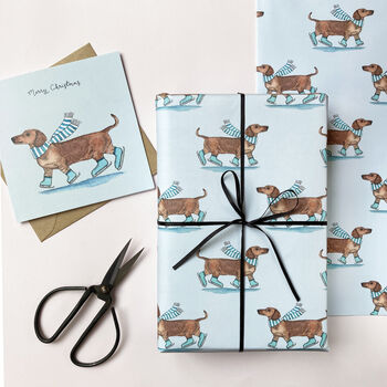 Festive Dachshunds Christmas Wrapping Paper, 3 of 3