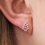 Sterling Silver Christmas Tree Stud Earrings, thumbnail 1 of 3