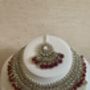 Indian Kundan Silver Maroon Pearl Mala Set, thumbnail 5 of 9