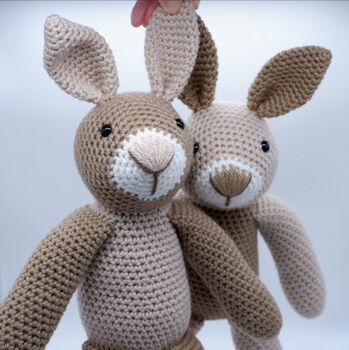Handmade Crochet Twinning Bunny Buddies Soft Toy Set, 3 of 5