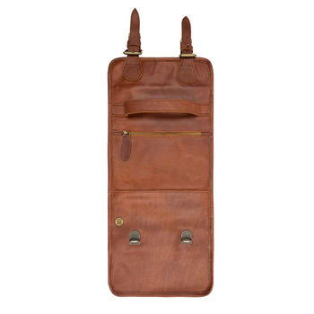 Personalised Leather Hanging Wash Bag With Buckles, 5 of 8