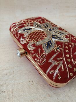 Peacock Red Rectangular Clutch, 5 of 9