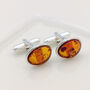 Amber Sterling Silver Cufflinks, thumbnail 1 of 3