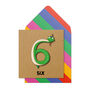 Handmade Kids Snake 6th Birthday Personalised Greeting Card, thumbnail 1 of 5