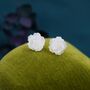 Hand Carved Mother Of Pearl Rose Flower Stud Earrings, thumbnail 3 of 9