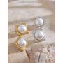 Cannes Ivory D’or Gold Pearl Charm Bezel Gala Gift Earrings, thumbnail 4 of 4