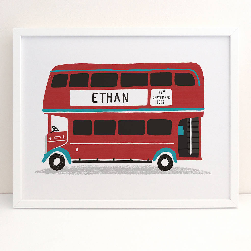 personalised london bus print by alex foster illustration ...