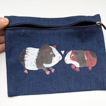 Denim Guinea Pig Pencil Case Or Make Up Bag, 2 of 3