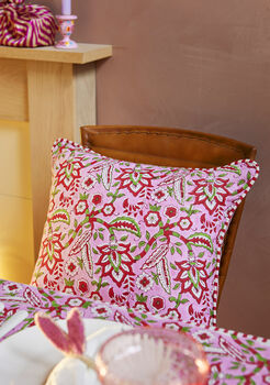 Arana Floral Block Print Cushion, 3 of 3