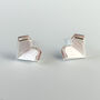 Sterling Silver Tiny Geometric Heart Stud Earrings, thumbnail 2 of 6